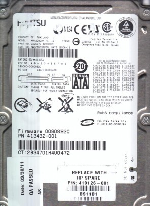 MHV2080BH PL Fujitsu 80GB SATA 2.5 Inch Hard Drive
